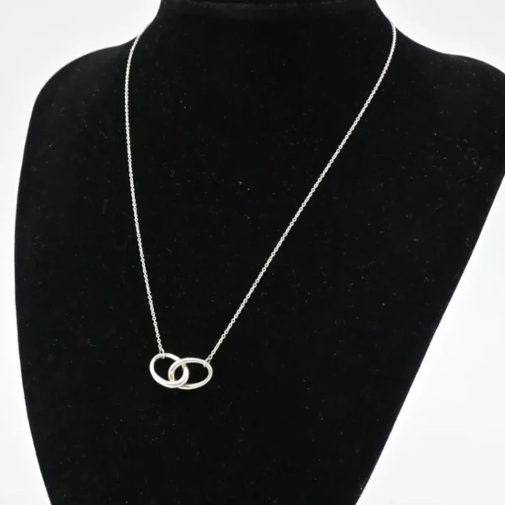 Tiffany & Co Sterling Double Loop / Infini Elsa Peretti Necklace w Box - Picture 3 of 11